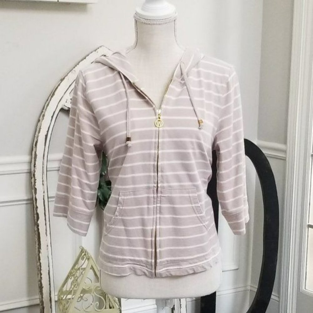 Andrea Jovine Light Gray Striped Hoodie